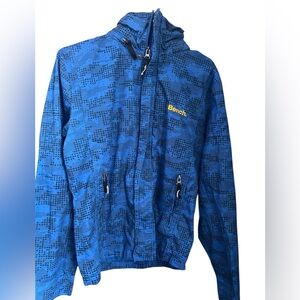 Bench Blue Hooded Graphic Windbreaker with Yellow Logo